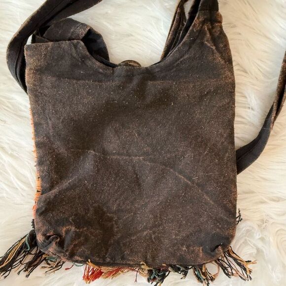 Boho Tie Dye Owl Fringe Embroidery Bird Purse Crossbody Bag Sling - Picture 4 of 7